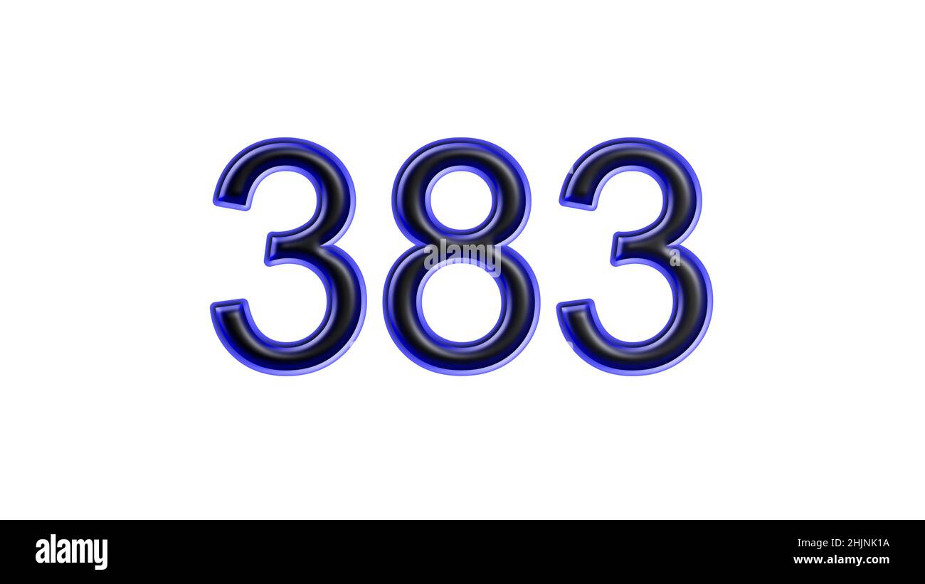 blue 383 number 3d effect white background Stock Photo - Alamy