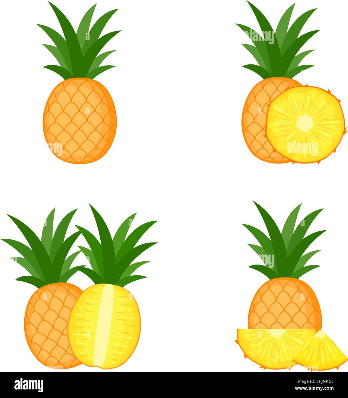 Pineapple fruit cartoon colored clipart Royalty Free Vector