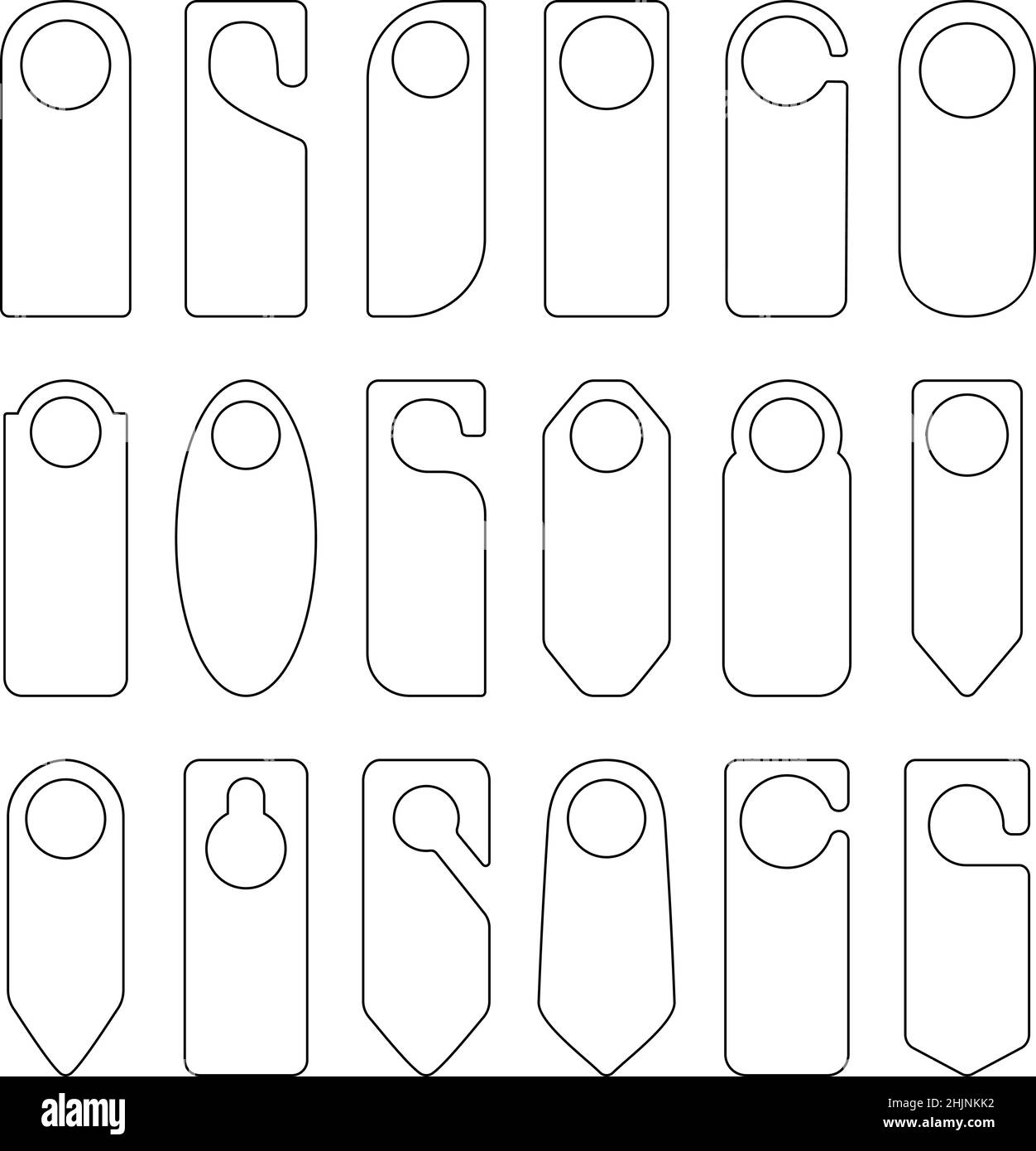 Set of contours of door hangers, vector illustration Stock Vector Image