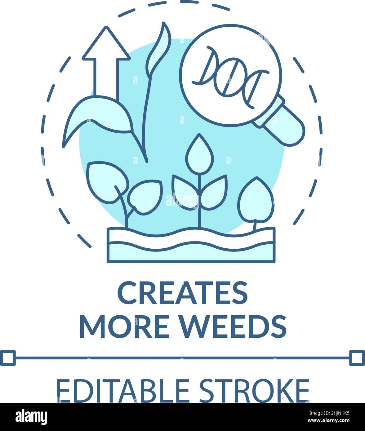 Creates more weeds turquoise concept icon Stock Vector