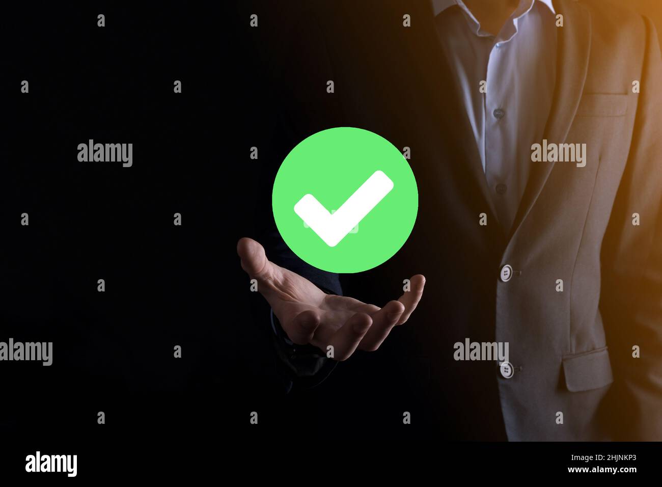 Hand holds green icon Check mark,Check Mark Sign, Tick Icon,right sign ...