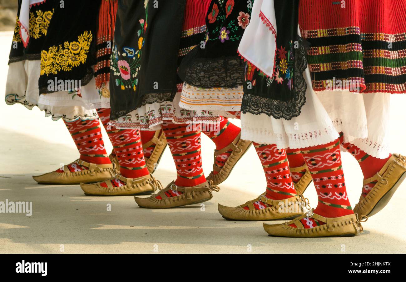 Bulgarian Folklore Girls Dancing Folk Dance People In Traditional