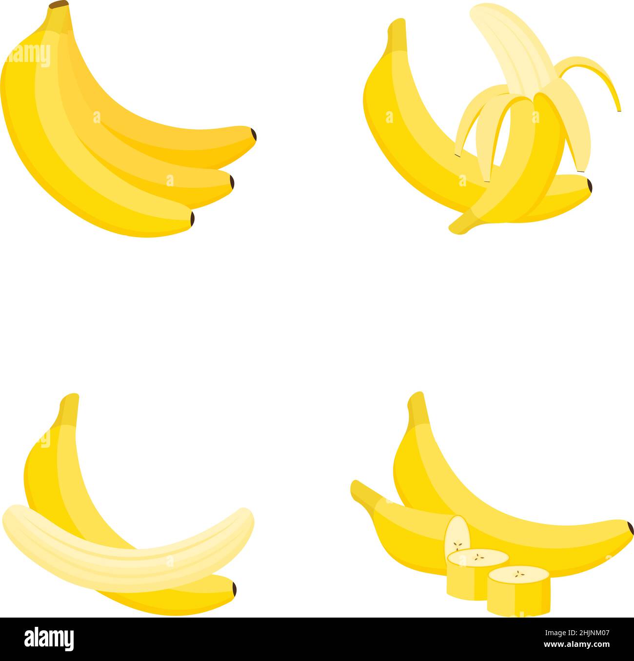 Banana, whole fruit, half, slice, vector illustration Stock Vector Image & Art Alamy