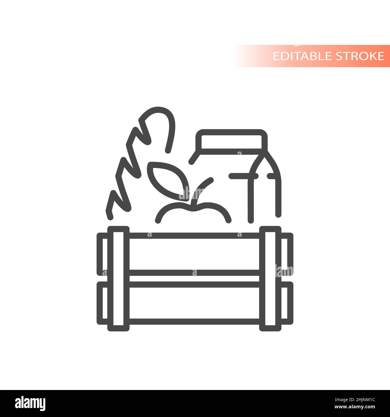 Food crate line vector icon. Grocery basket, farm food outlined symbol ...