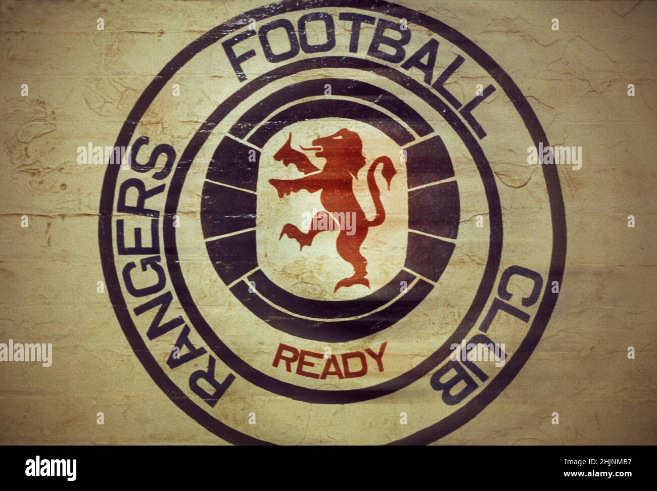 GLASGOW RANGERS Ibrox arean with the club emblem on the wall Stock Photo