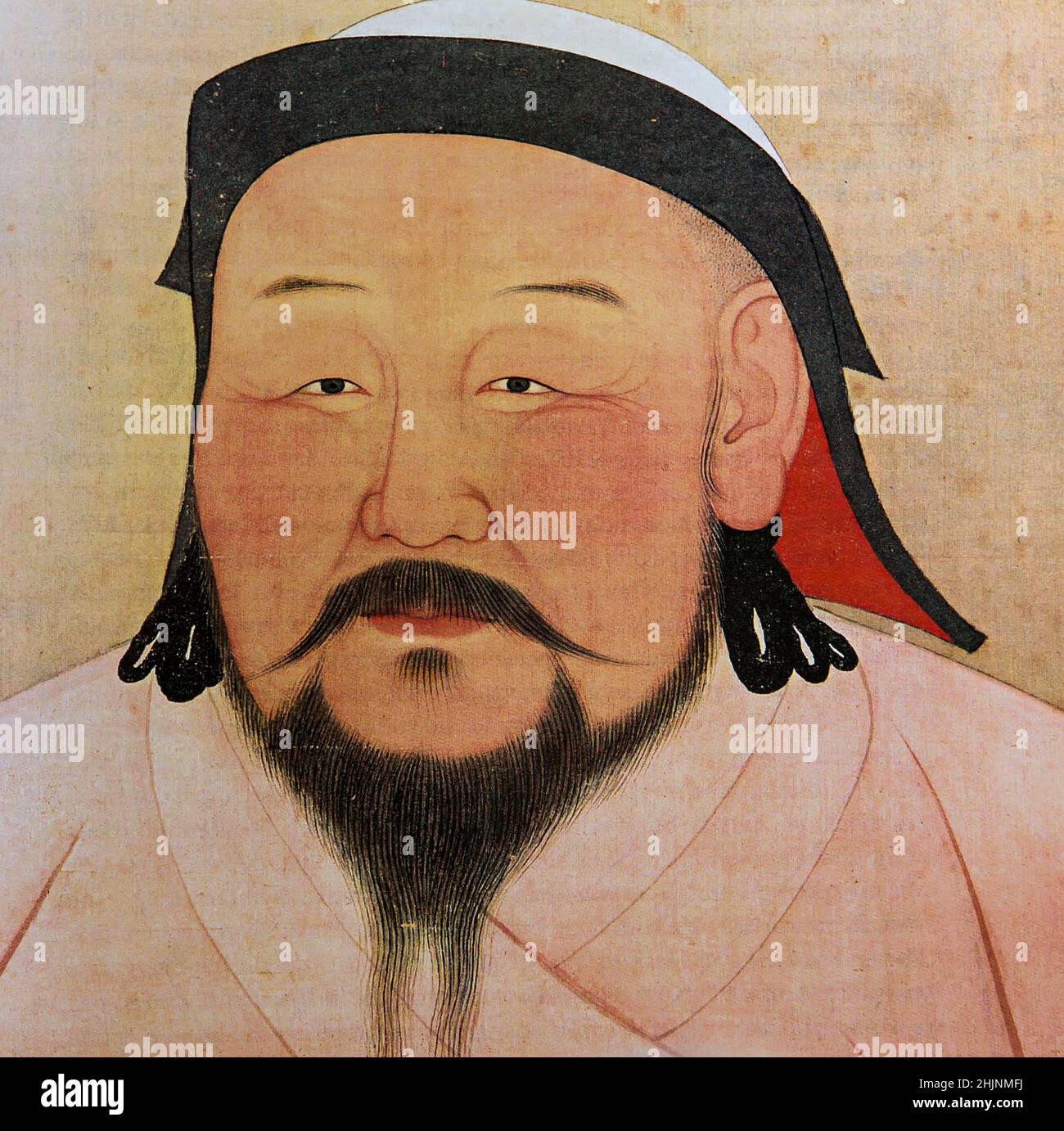 portrait of Kubilai Khan painting on silk, anonymous aryist Stock Photo