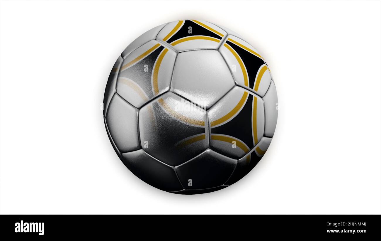 Realistic leather soccer ball rotating on the white background ...