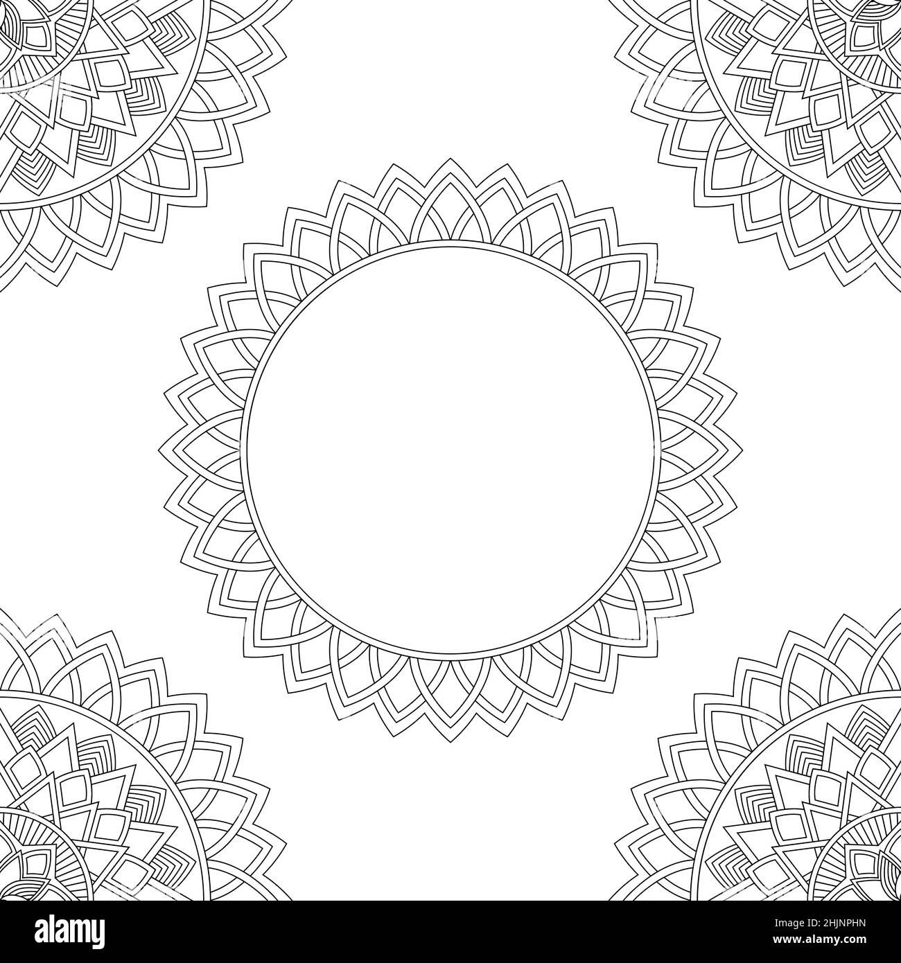 Background with floral mandalas, coloring book, vector illustration Stock Vector