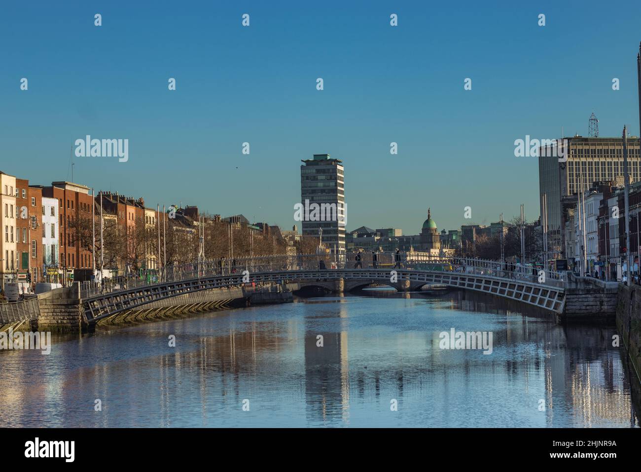 The Penny Ha'penny Bridge over the River Lifey, close up photography, A