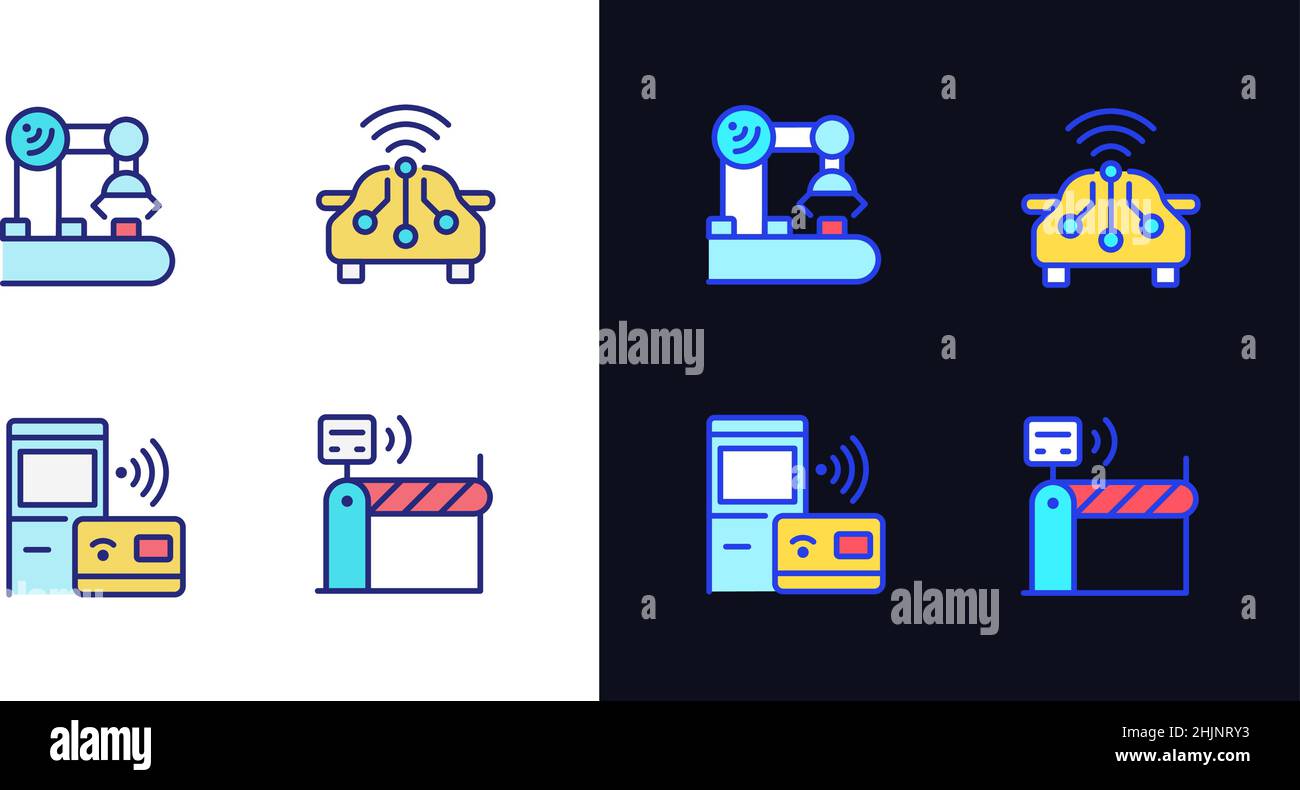 Wireless technologies pixel perfect light and dark theme color icons ...