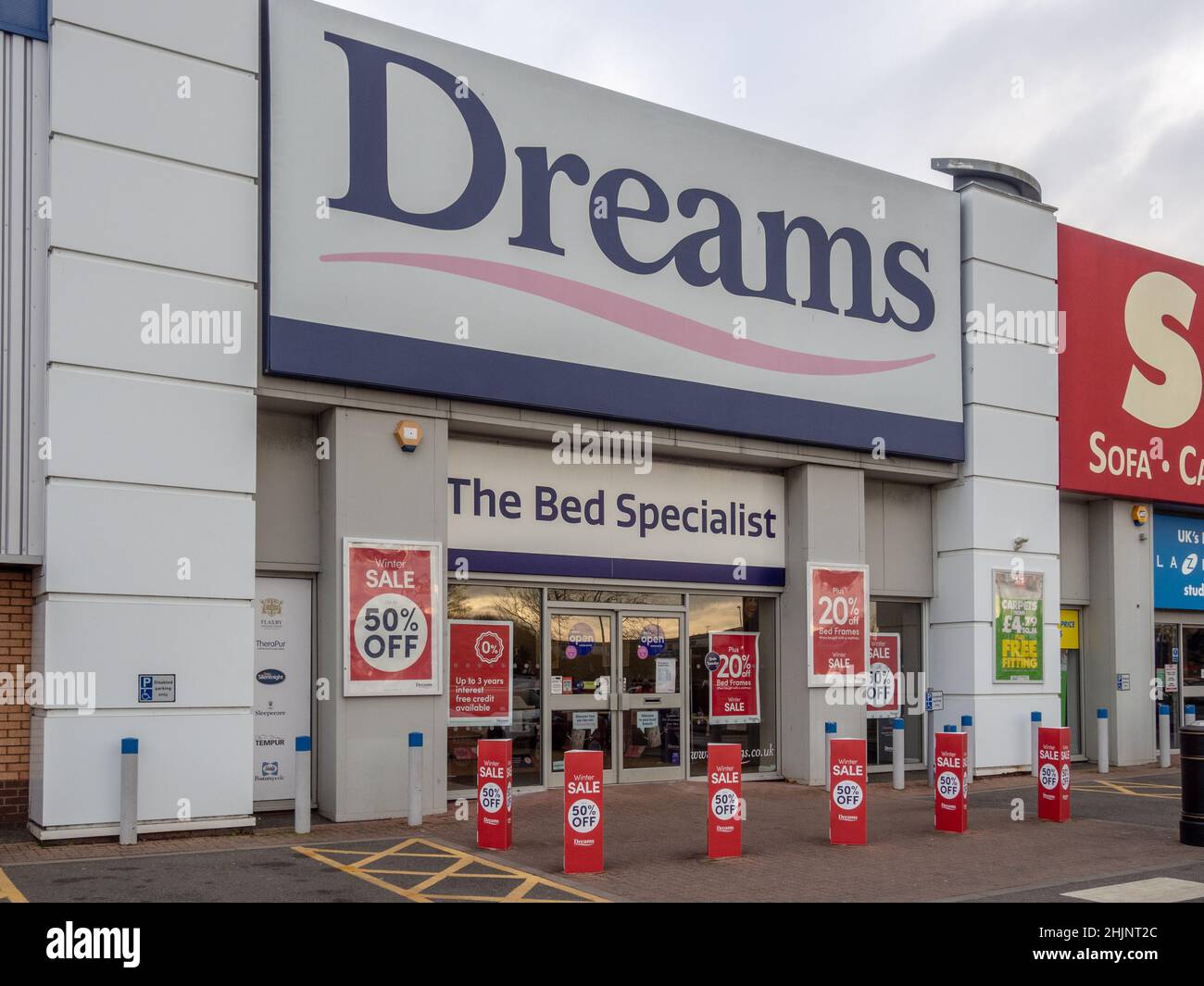 Frontage of Dreams, the bed specialist, Nene Valley Retail Park