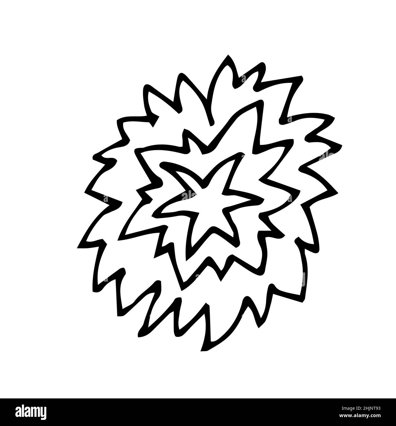 Beautiful funny flower. Cute simple cartoon style. Outline sketch. Hand drawing is isolated on a white background. Vector Stock Vector