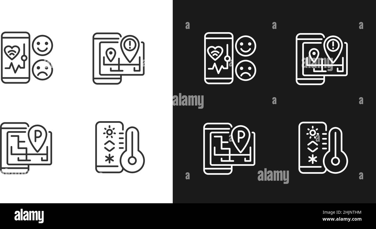 Mobile applications pixel perfect light and dark theme color icons set ...