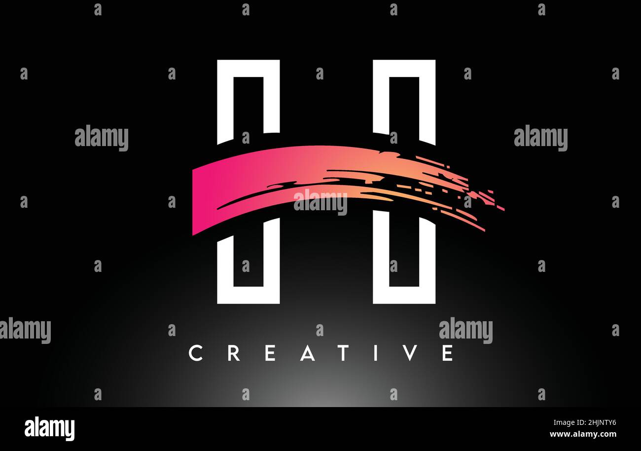 Brush Letter H Logo Design with White Outline and Black Background ...