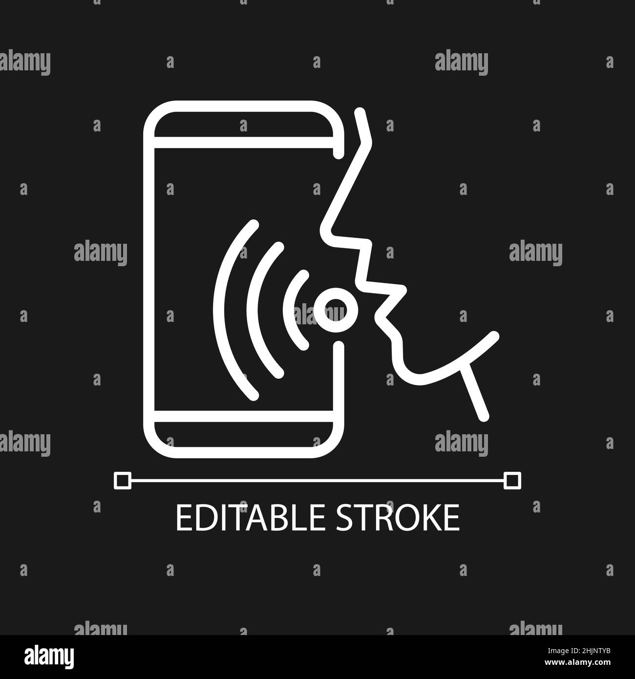 Voice control pixel perfect white linear icon for dark theme Stock Vector