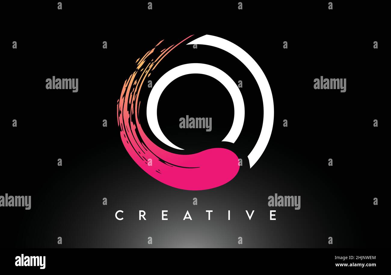 Brush Letter O Logo Design with White Outline and Black Background ...