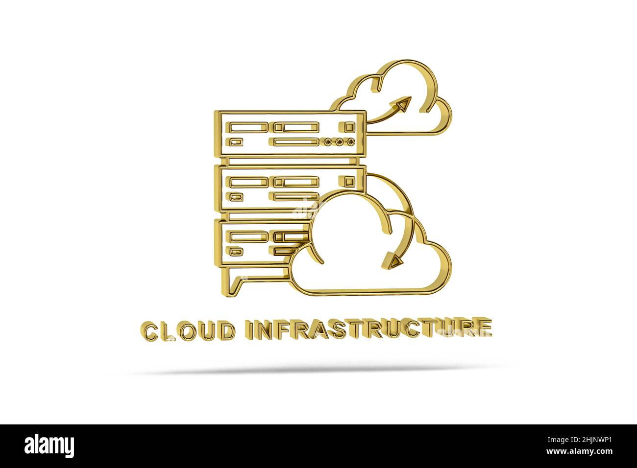 Golden 3d cloud infrastructure icon isolated on white background - 3d ...