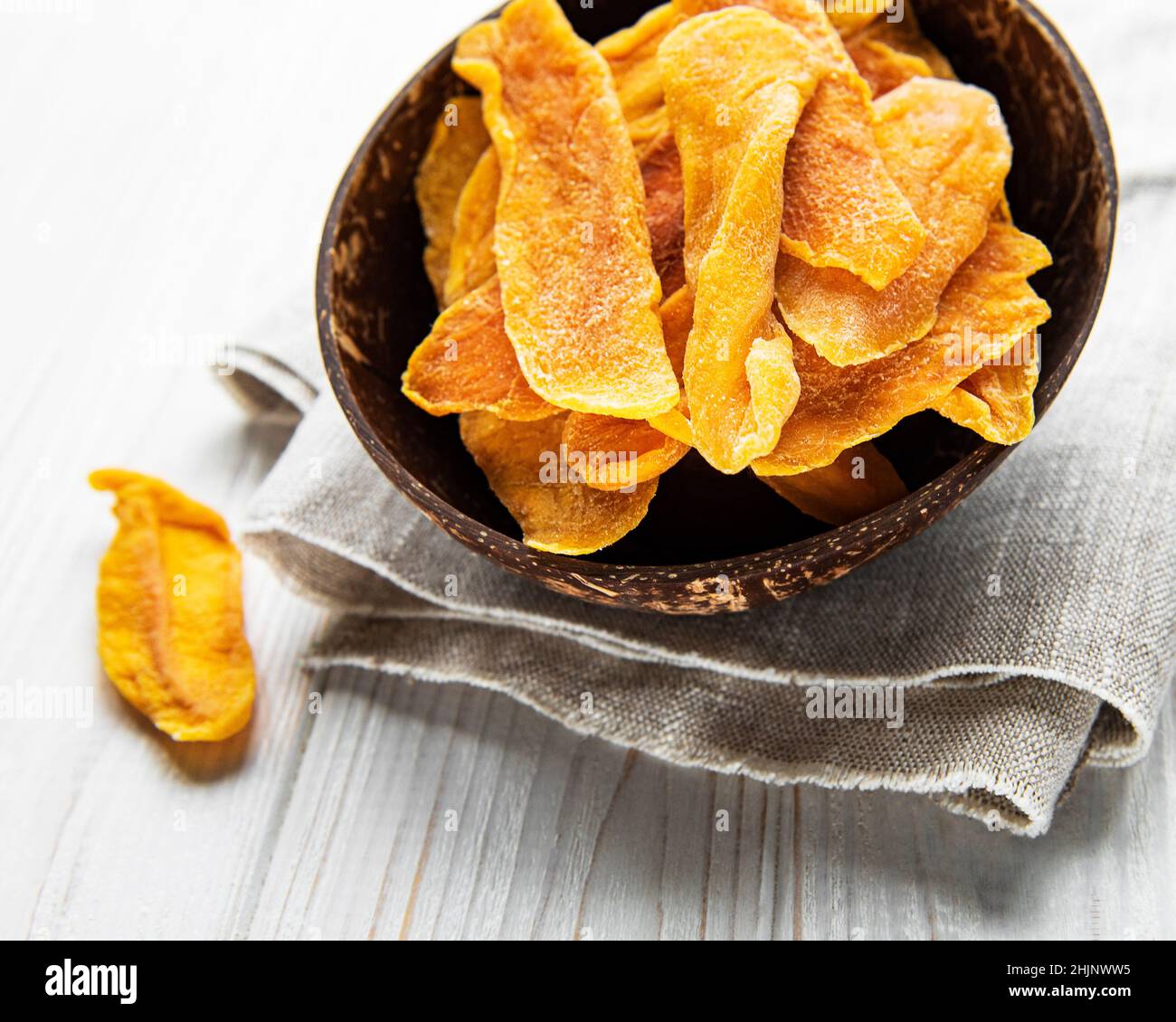 Dried Mango Fruit on Old Wooden Background Stock Photo