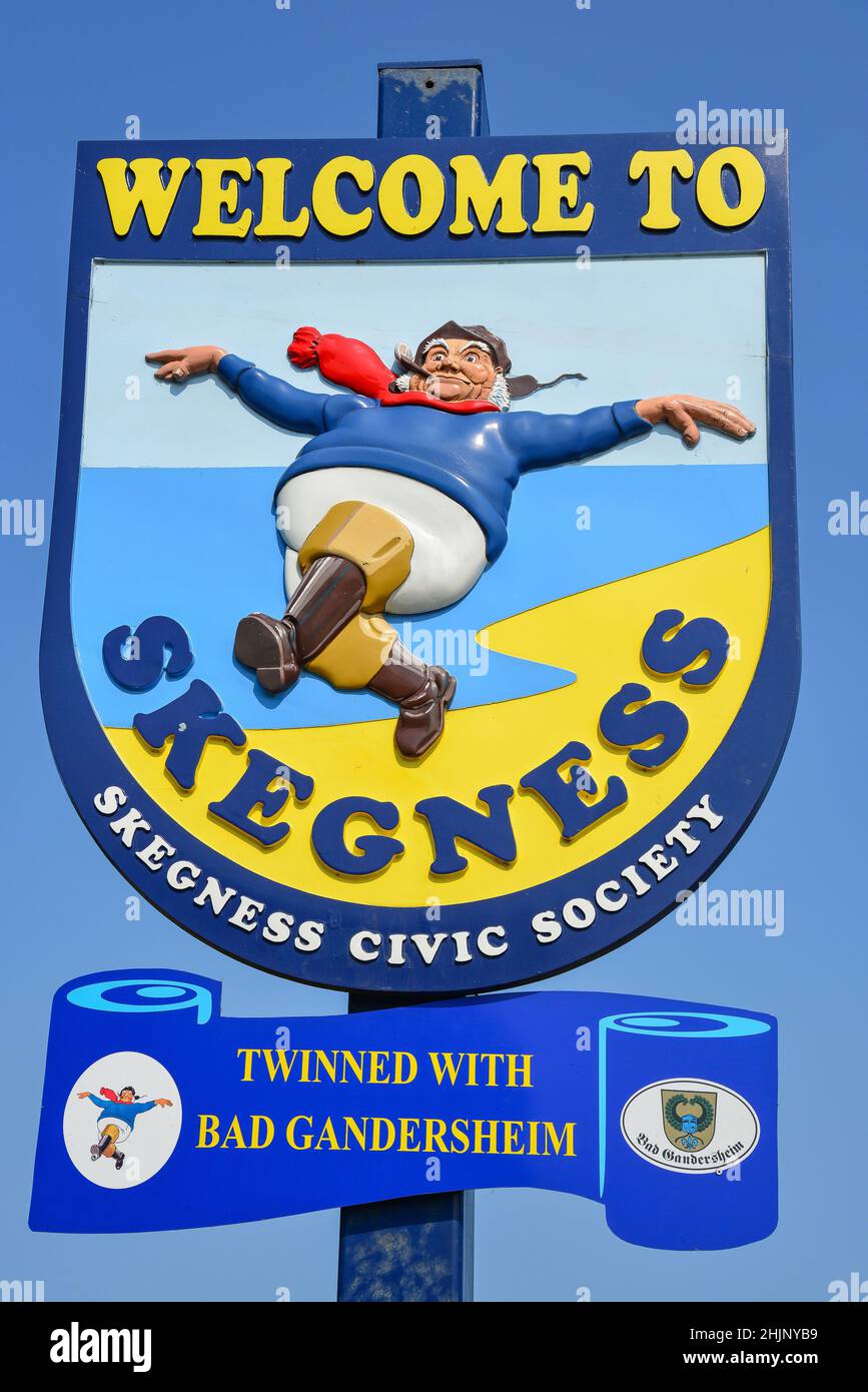 The Jolly Fisherman to Skegness' sign, Skegness, Lincolnshire