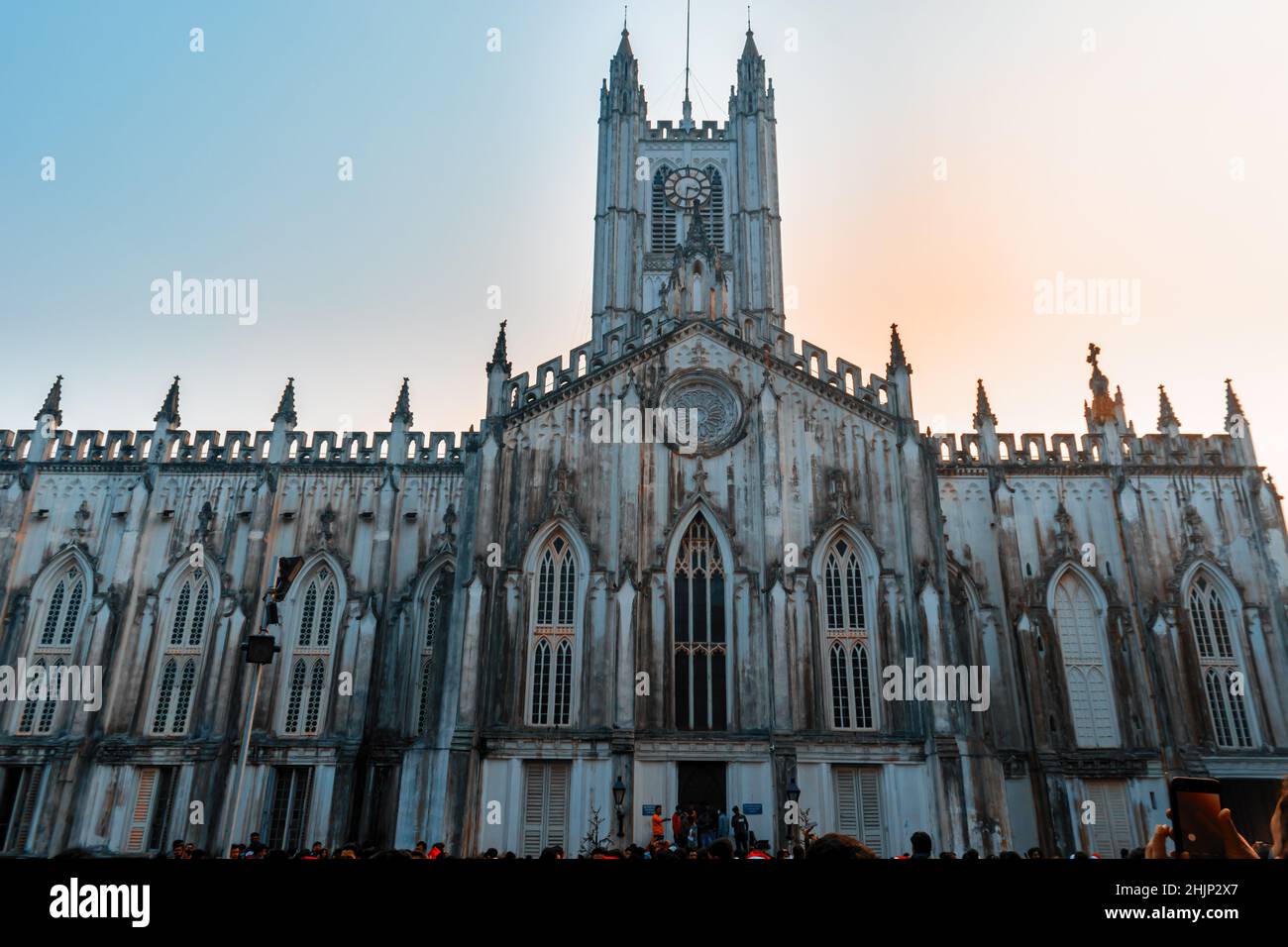 Kolkata, India - December 25, 2021: People visiting St. Paul's Cathedral Church to celebrate Christmas. Stock Photo