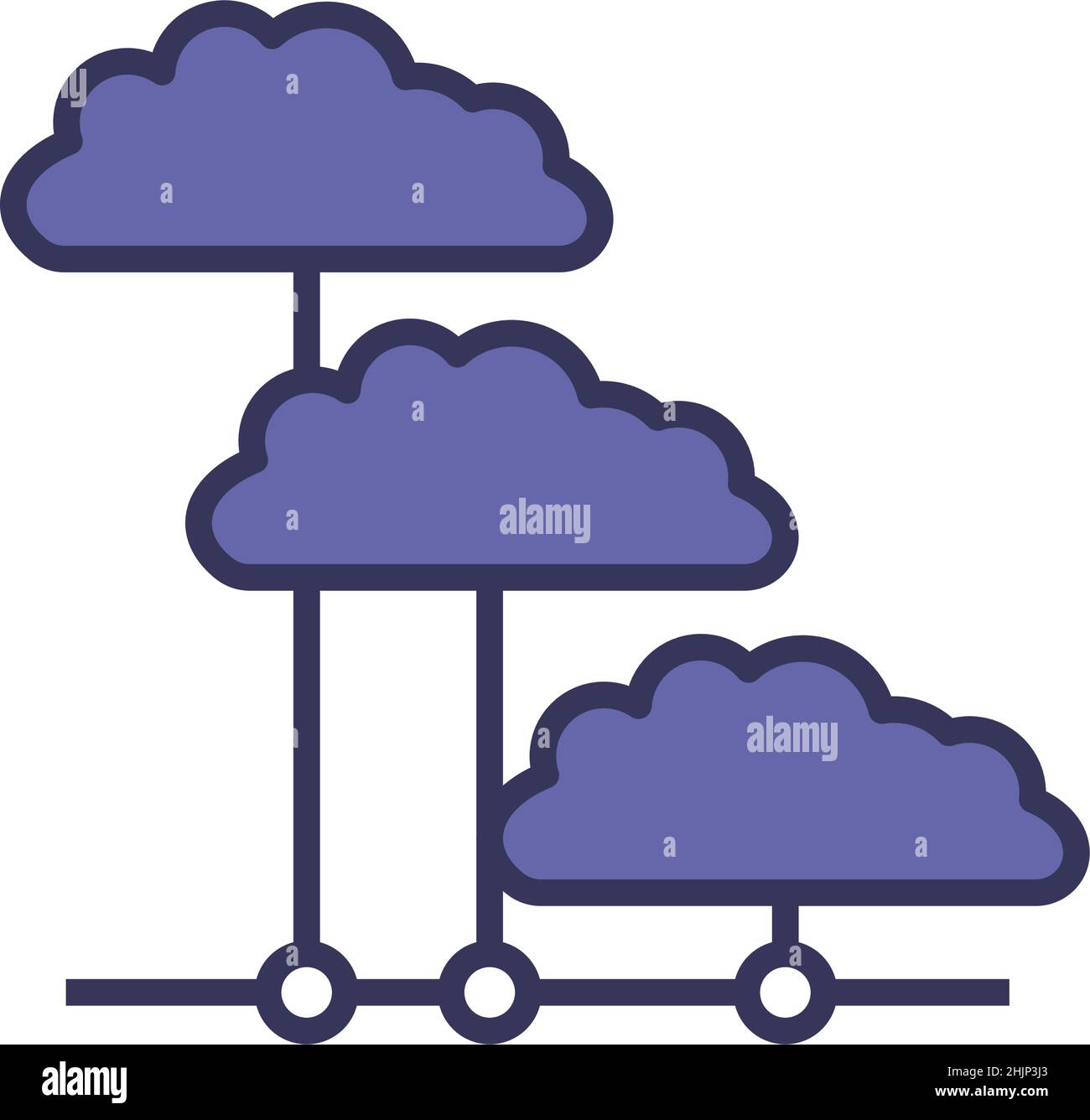 Cloud Network Icon. Editable Bold Outline With Color Fill Design ...