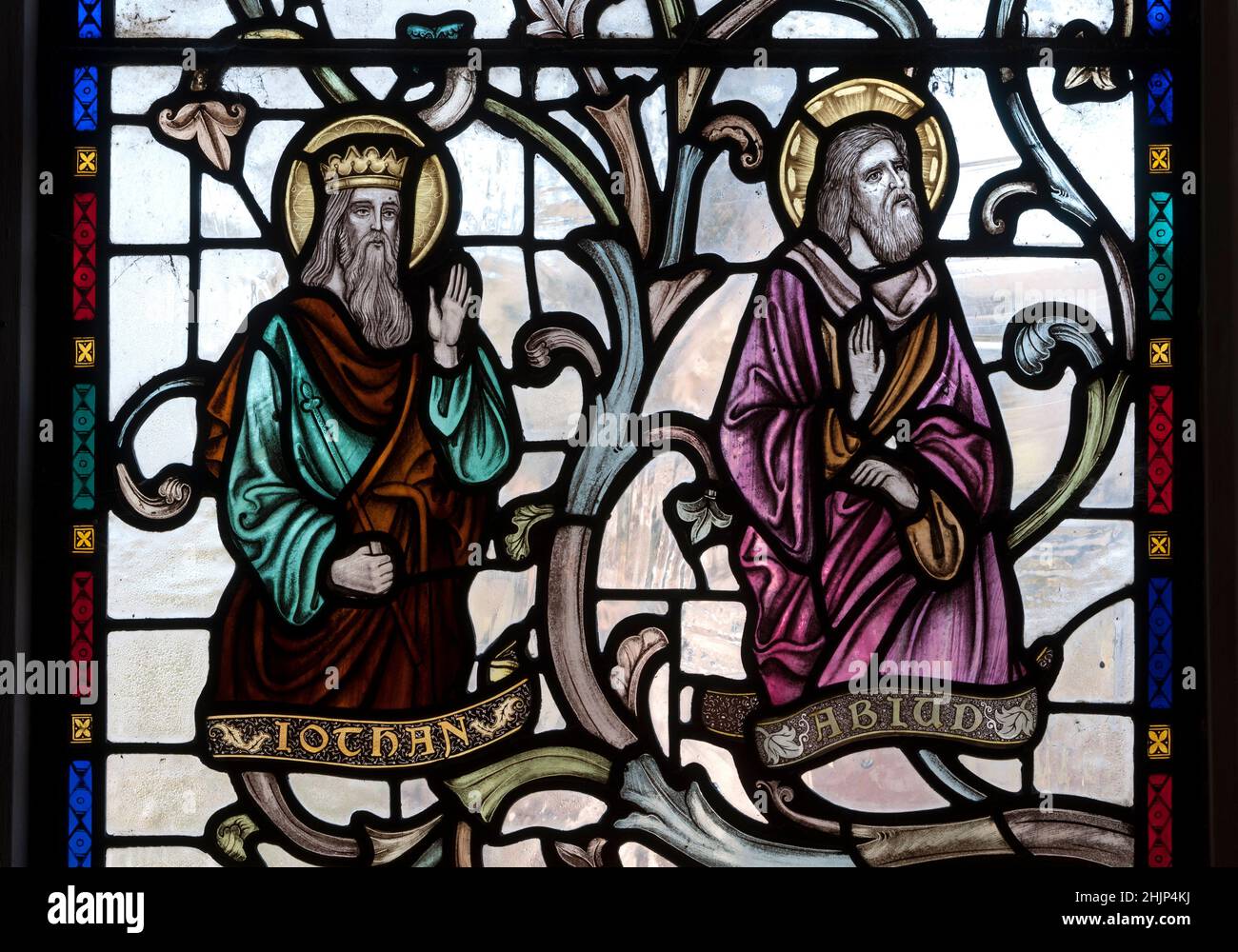 Jothan and Abiud, Tree of Jesse stained glass detail Stock Photo Alamy