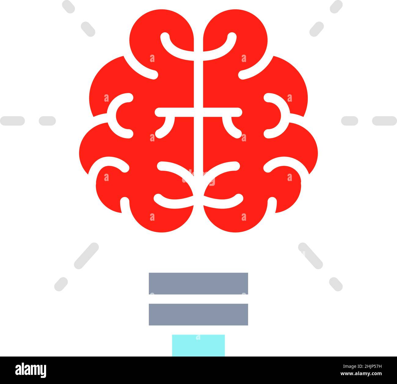 Vector brain and light bulb, innovation, creative idea white line icon ...