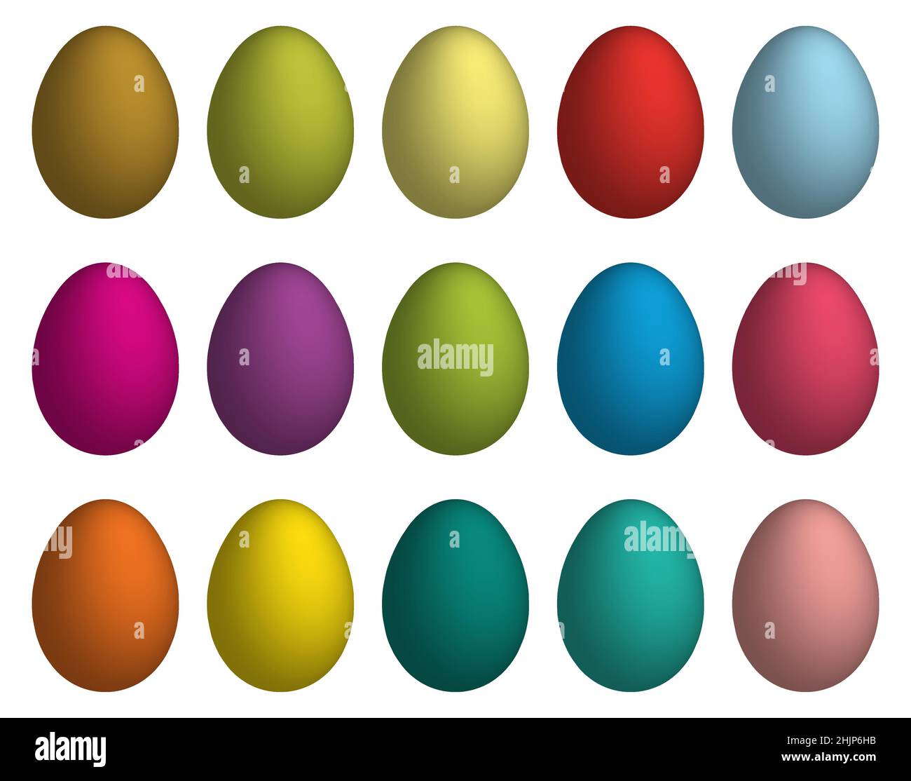Set easter eggs with realistic effect on white background, 3d effect. Vector isolated illustration Stock Vector