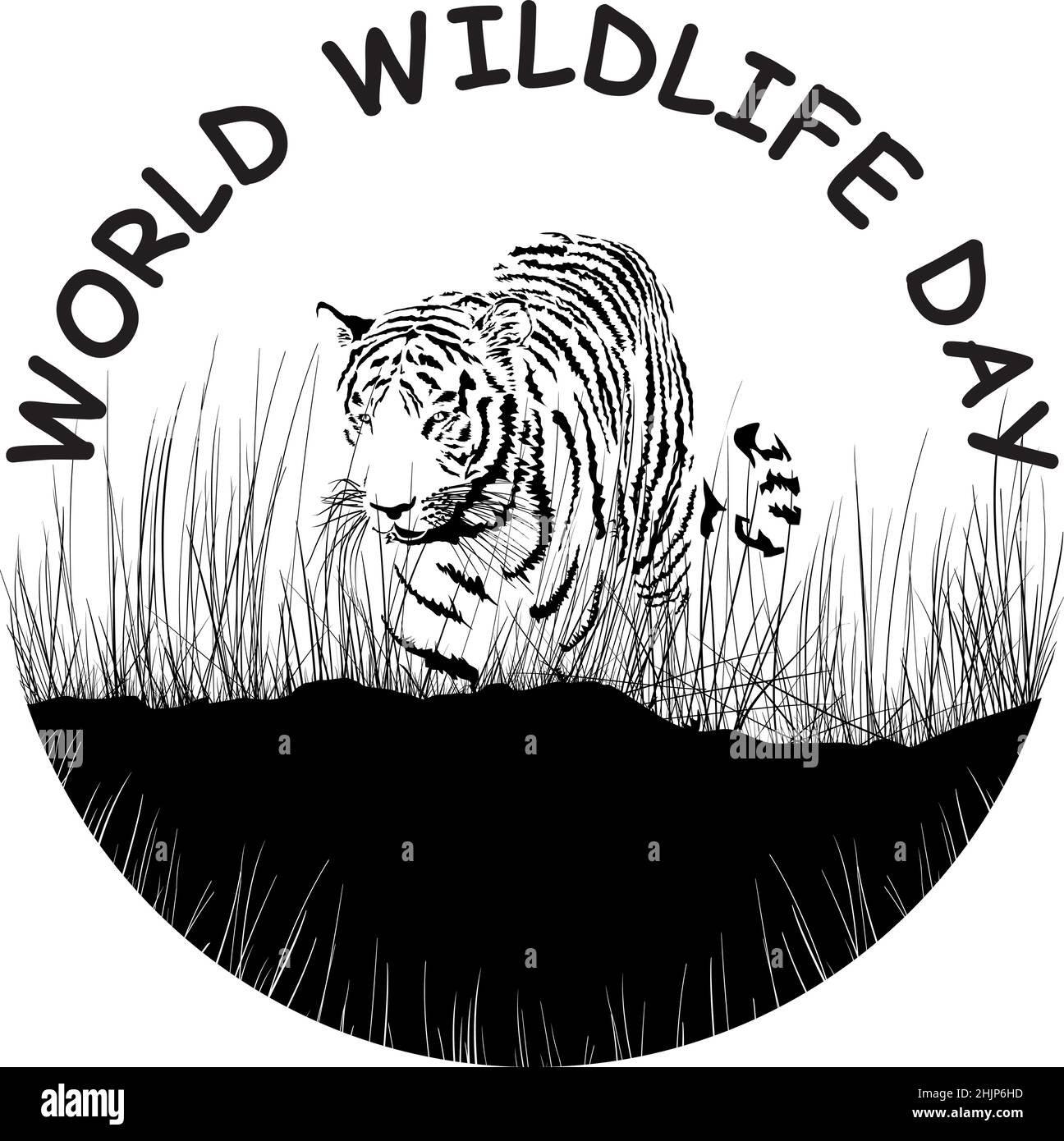 World Wildlife Day andTiger Stock Vector