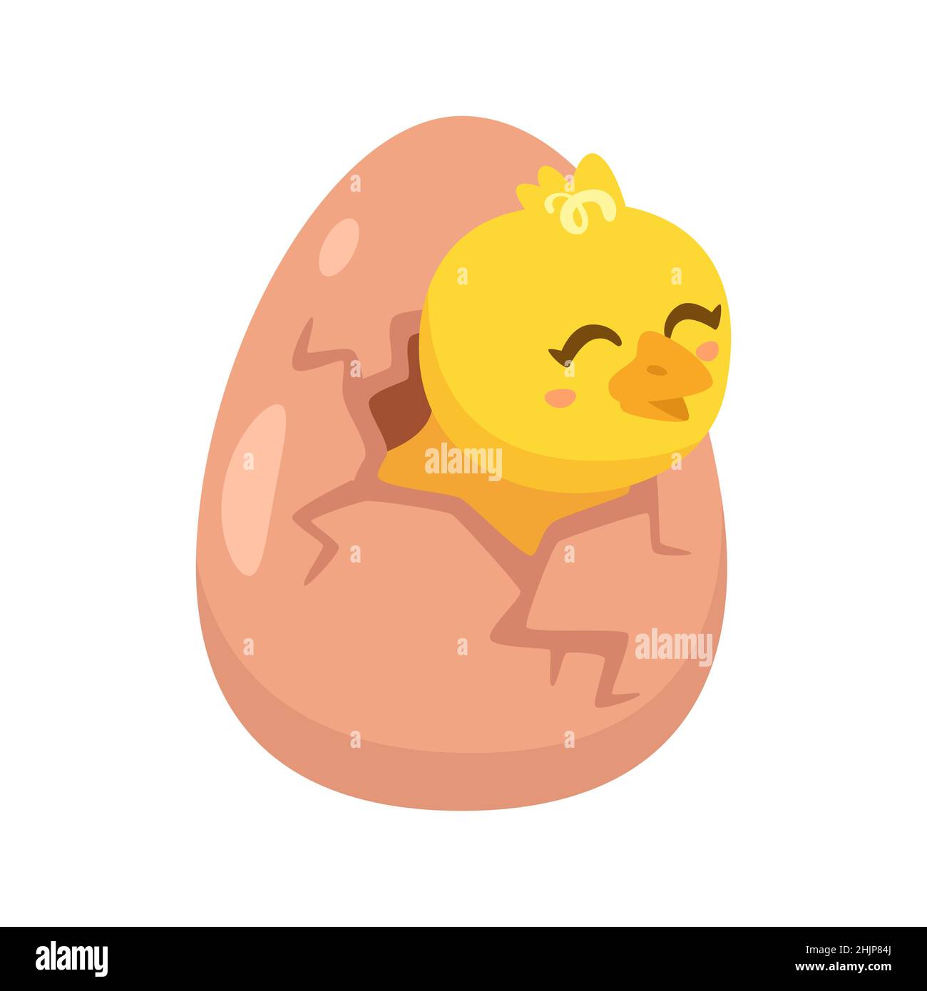 yellow chick breaks free of the shell Stock Vector
