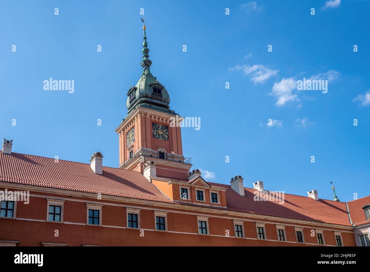 Clock Tower at Warsaw Royal Castle - Warsaw, Poland Stock Photo
