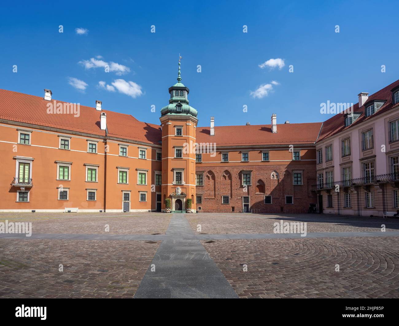 Royal Castle Courtyard and Wladislaw’s Tower - Warsaw, Poland Stock Photo