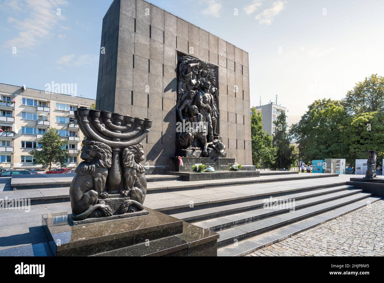 Monument to the Ghetto Heroes sculpted by Nathan Rapoport and unveiled in 1948 - Warsaw, Poland Stock Photo