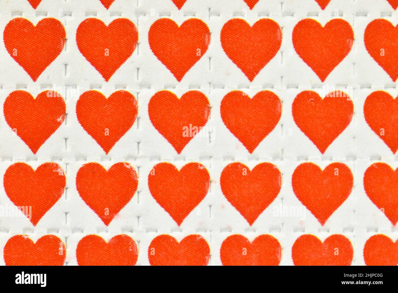 Love hearts acid trips, Blotting paper impregnated with the drug L.S.D. Stock Photo
