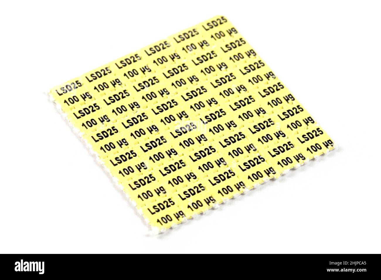 Acid trips, Blotting paper impregnated with the drug L.S.D. Stock Photo