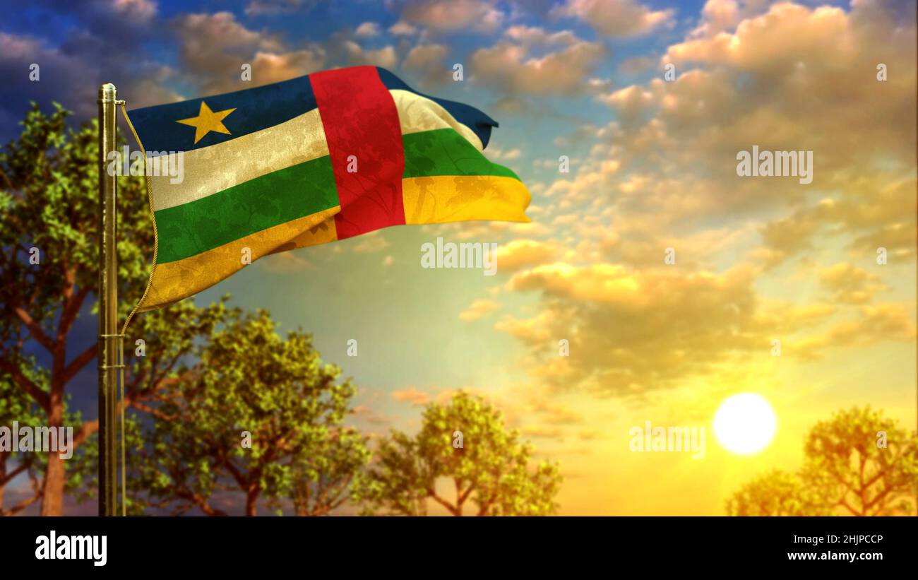 waving flag of Central African Republic at sundown for any holiday ...