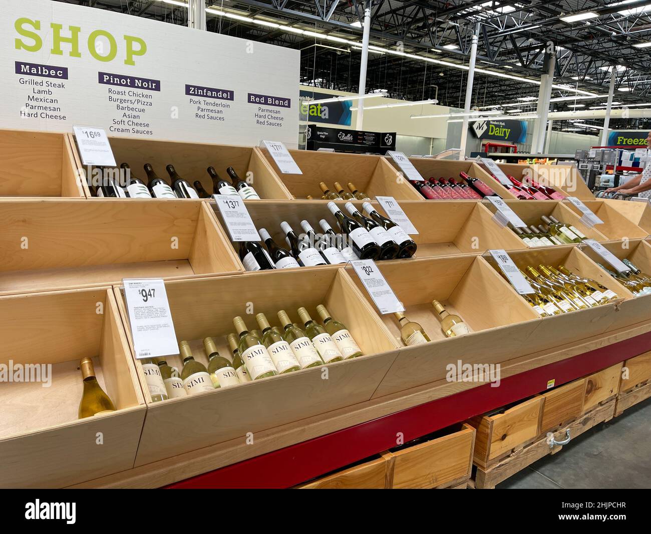 Orlando, FL USA July 5, 2021 Rows of different types of wines and