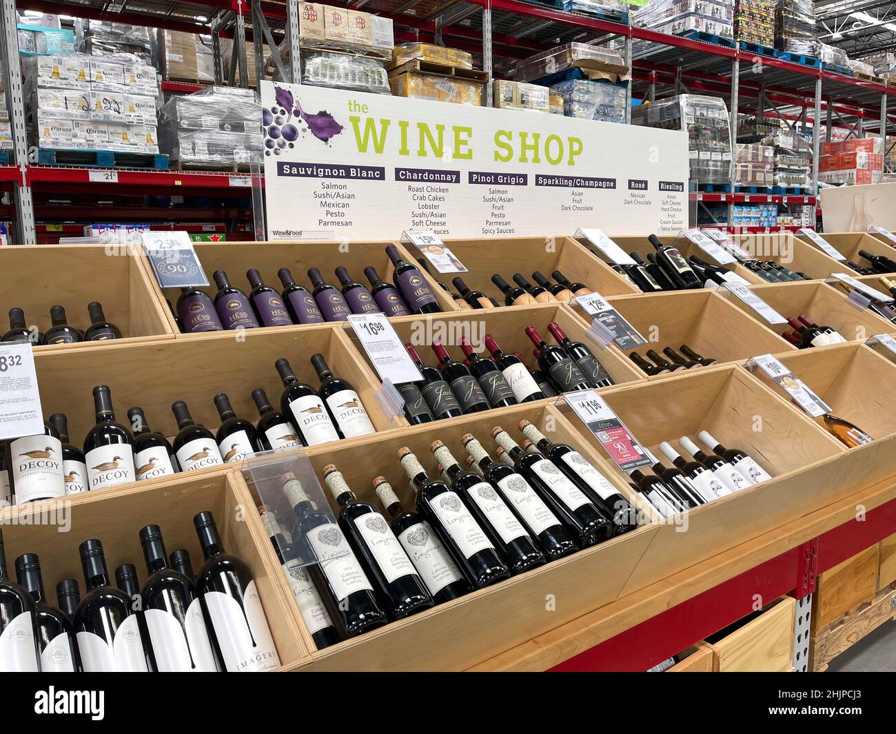 Orlando, FL USA May31, 2021 Rows of different types of wines and
