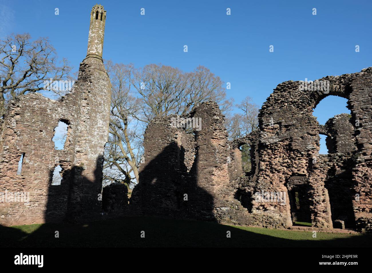 The ruins of Grosmont castle in Monmouthshire on the border between Wales and England originally built by the Normans seen in January 2022 Stock Photo