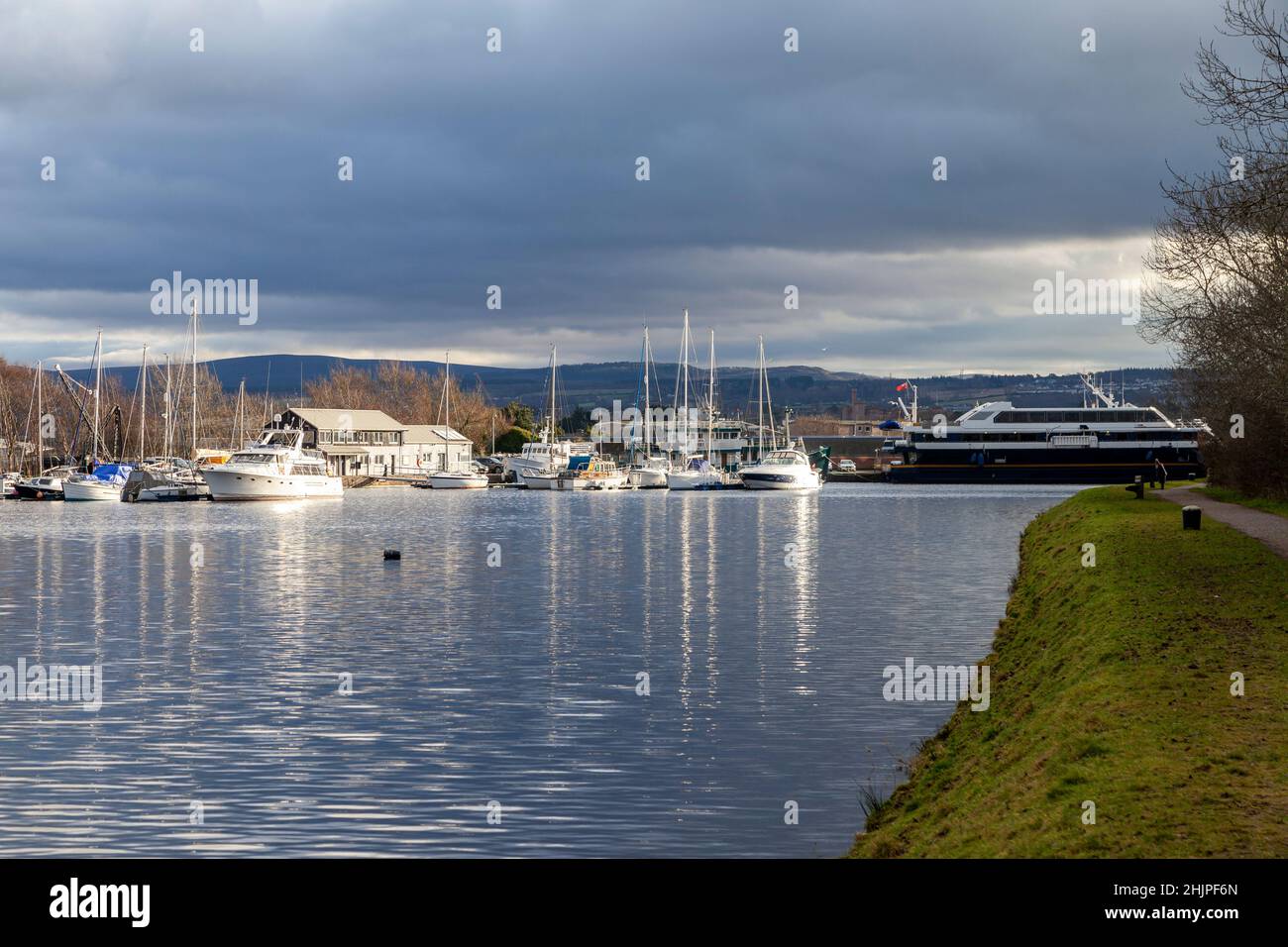 The Caledonian Canal on a winters day in Inverness Stock Photo