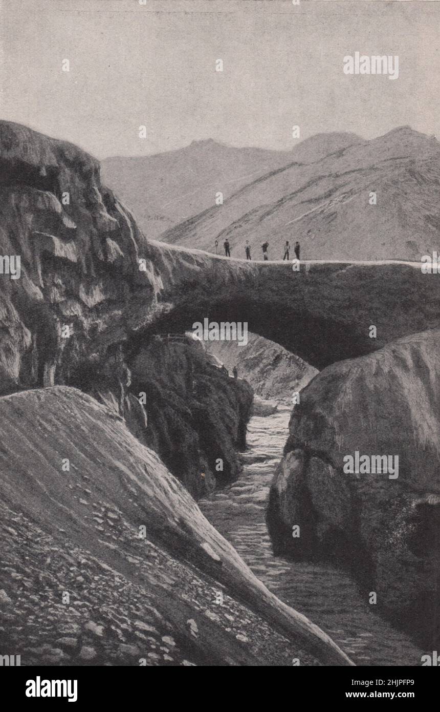 Puente del Inca, the Natural Rock Bridge of Argentina (1923) Stock Photo