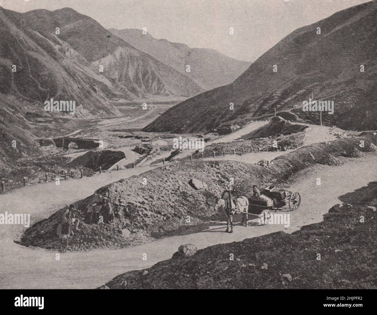 Hairpin bends on the Military road from Erivan to Kars. Armenia (1923) Stock Photo