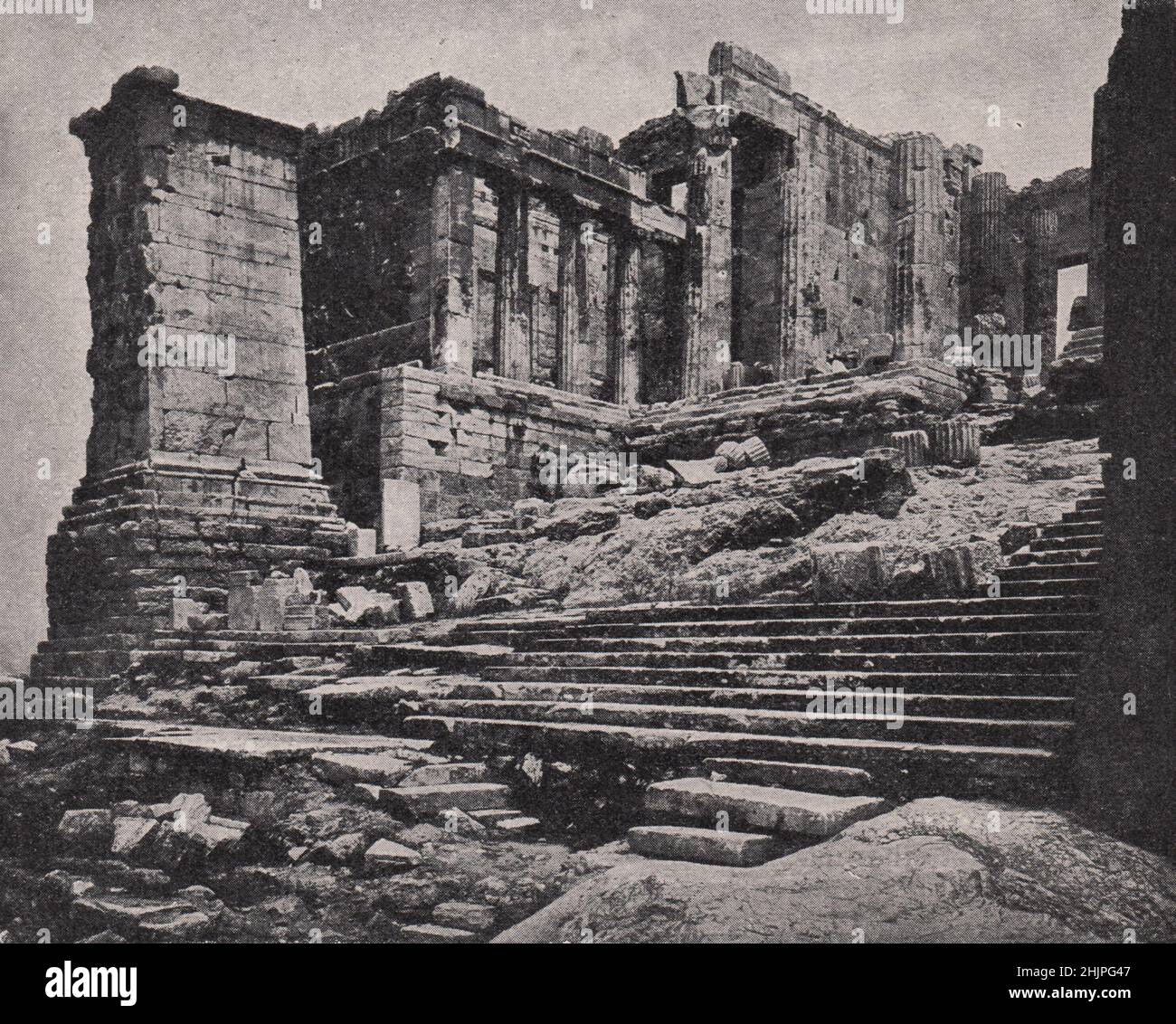 The Propylaea, Ancient ceremonial approach to the Acropolis. Greece. Athens (1923) Stock Photo