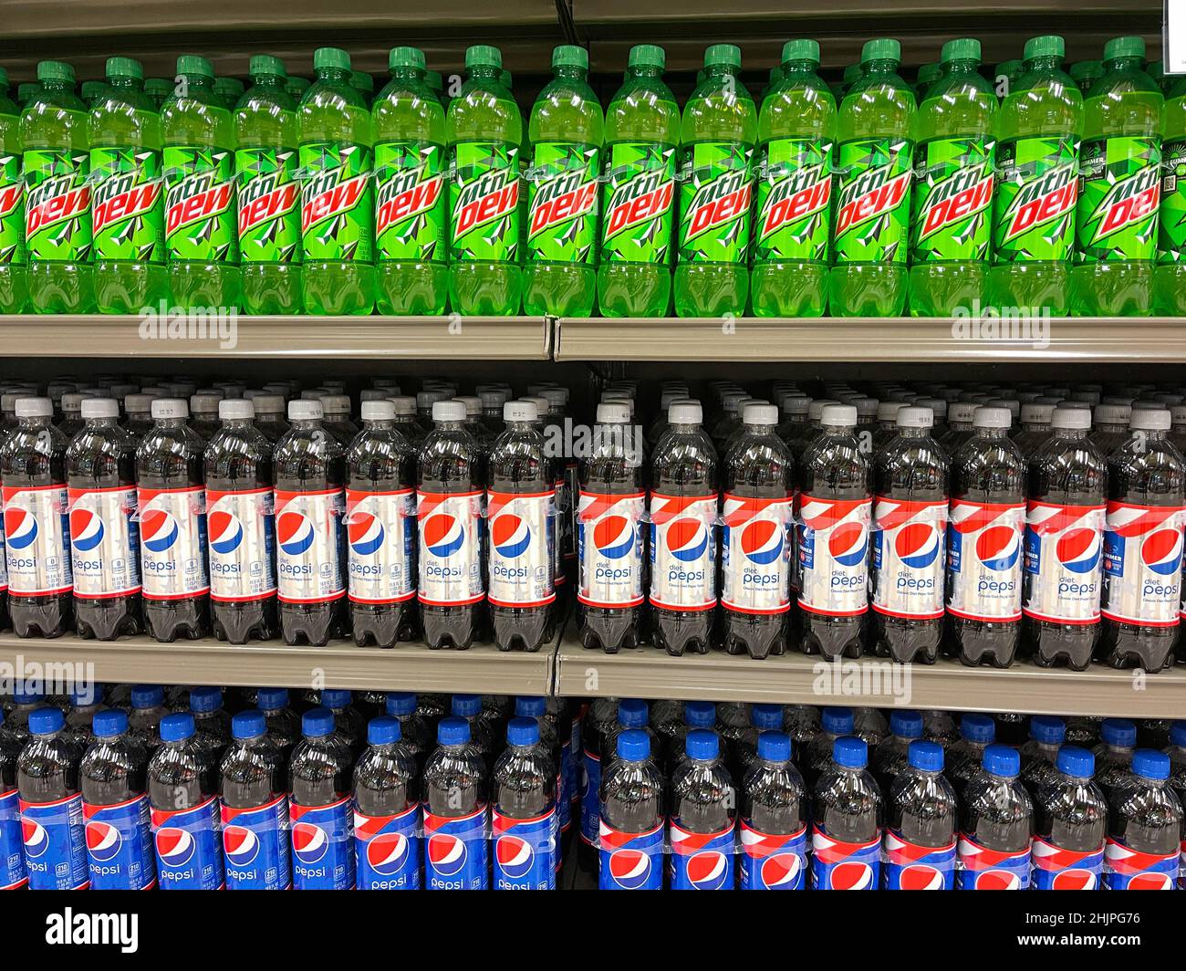 Orlando, FL USAJune 3, 2021 A display of Pepsi soft drink products aisle at a Publix Grocery