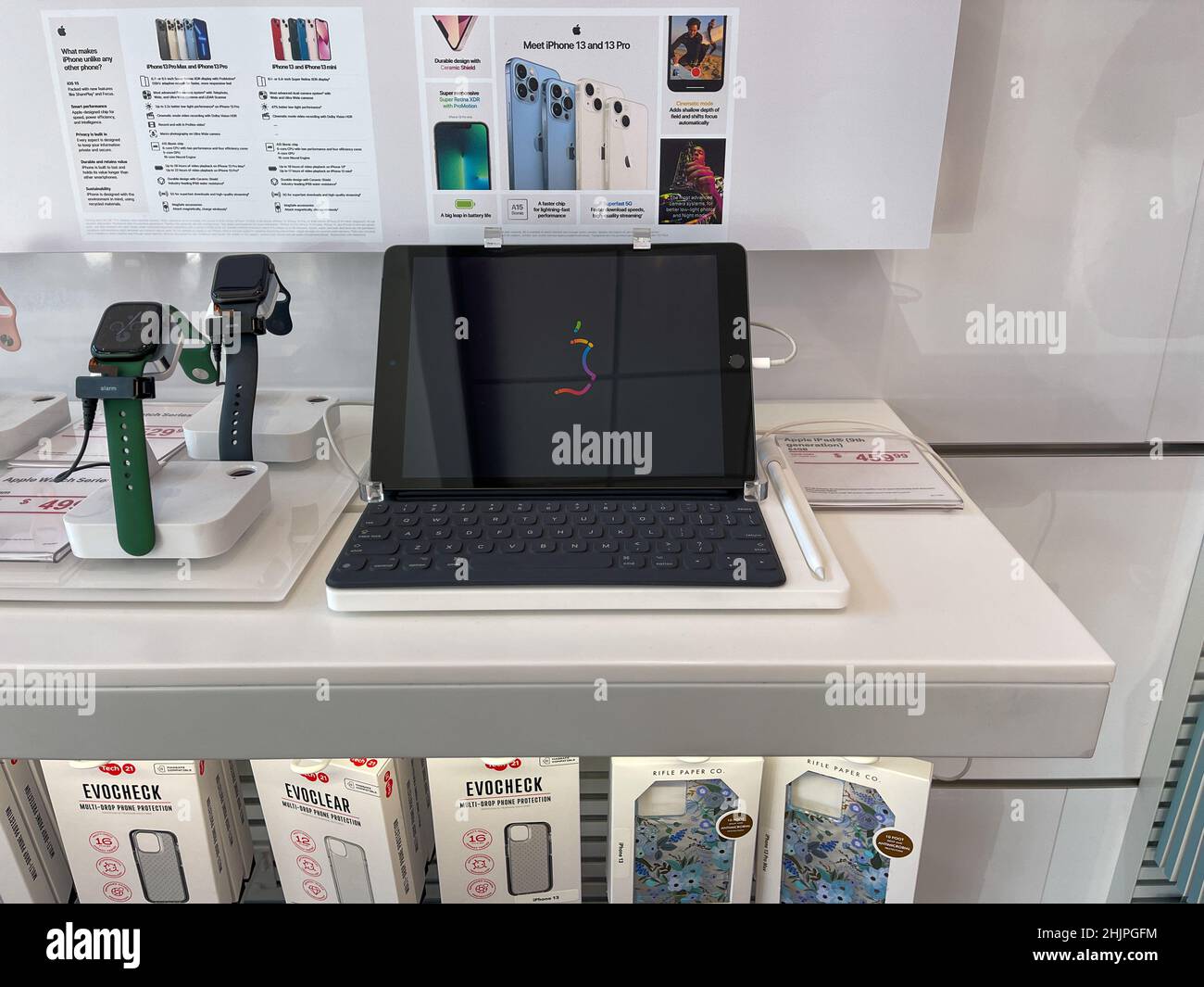 Orlando, FL USA - October 19, 2021: A display of a powerful Apple iPad Pro at a T Mobile Store in Orlando, Florida Stock Photo