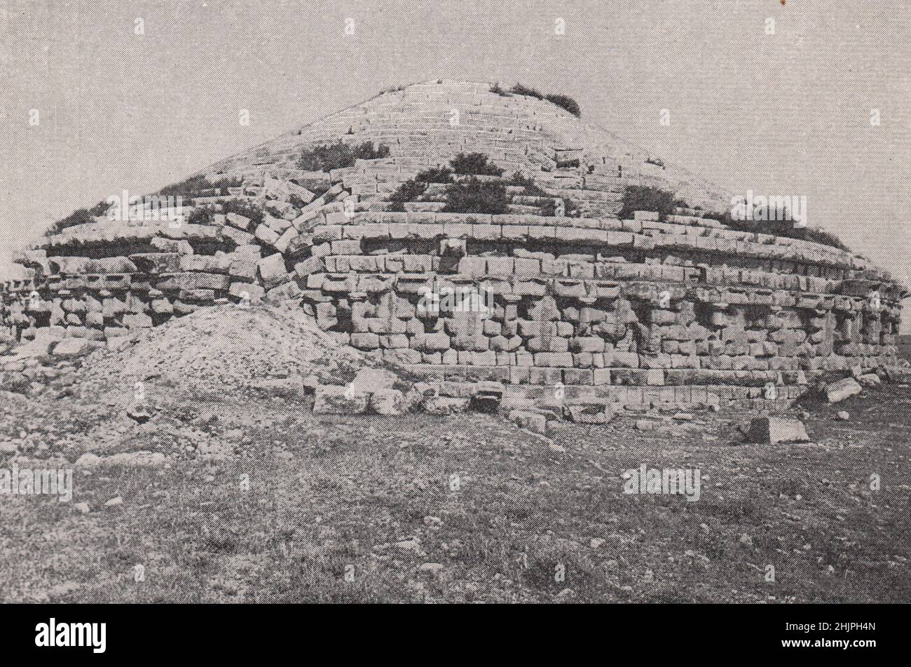 Massinissa's tomb of Tufa blocks ravaged by thieves and time. Algeria. Barbary States (1923) Stock Photo
