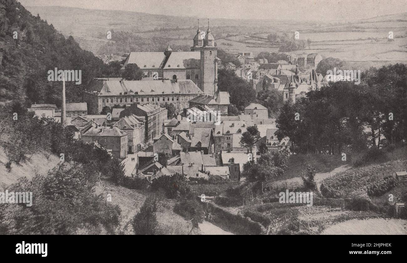 Town of Malmedy lying in its compact sylvan setting in the basin of the Warche. Belgium (1923) Stock Photo