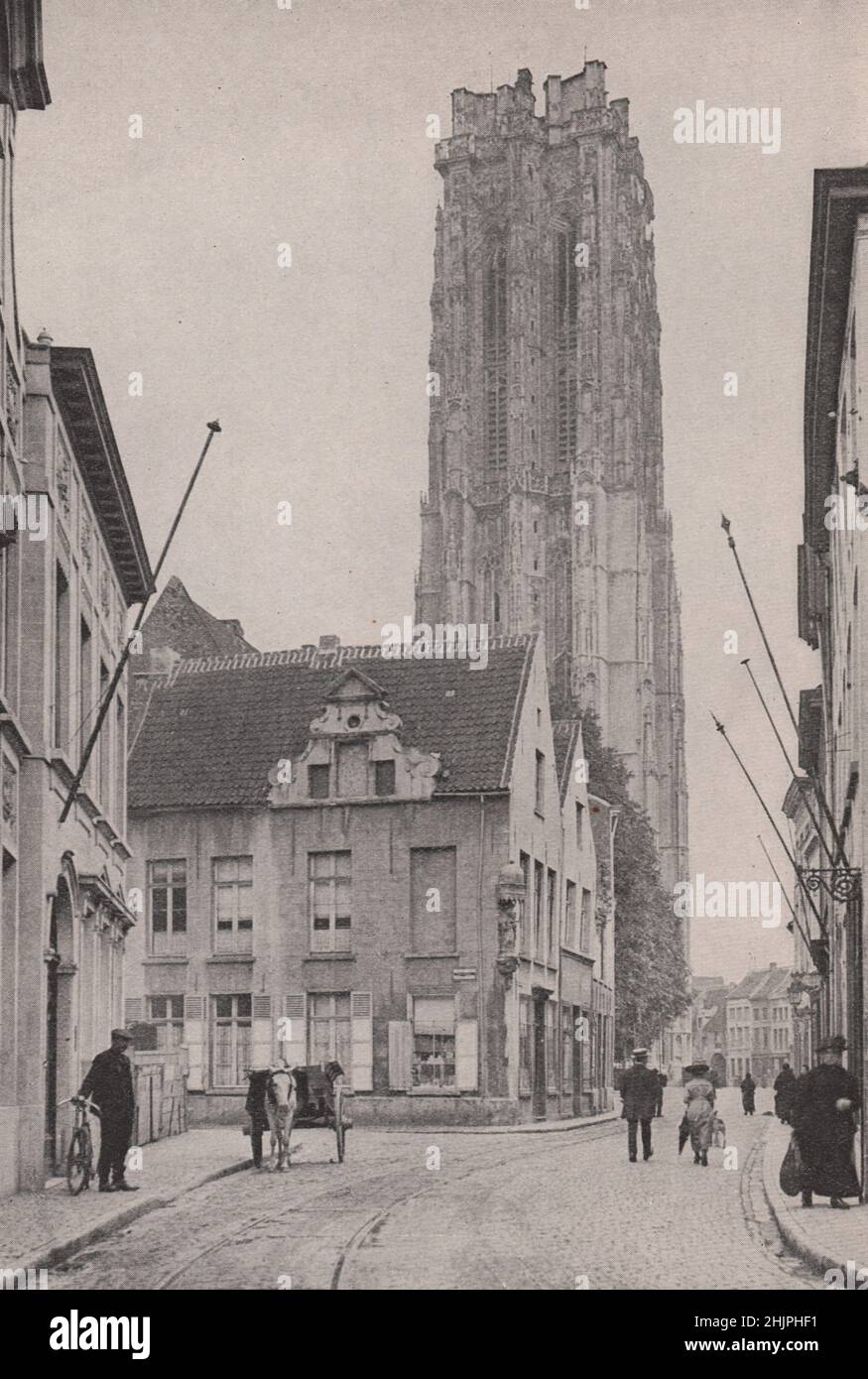 Malines' Greatest Glory: the Cathedral of S. Rombold. Belgium (1923) Stock Photo