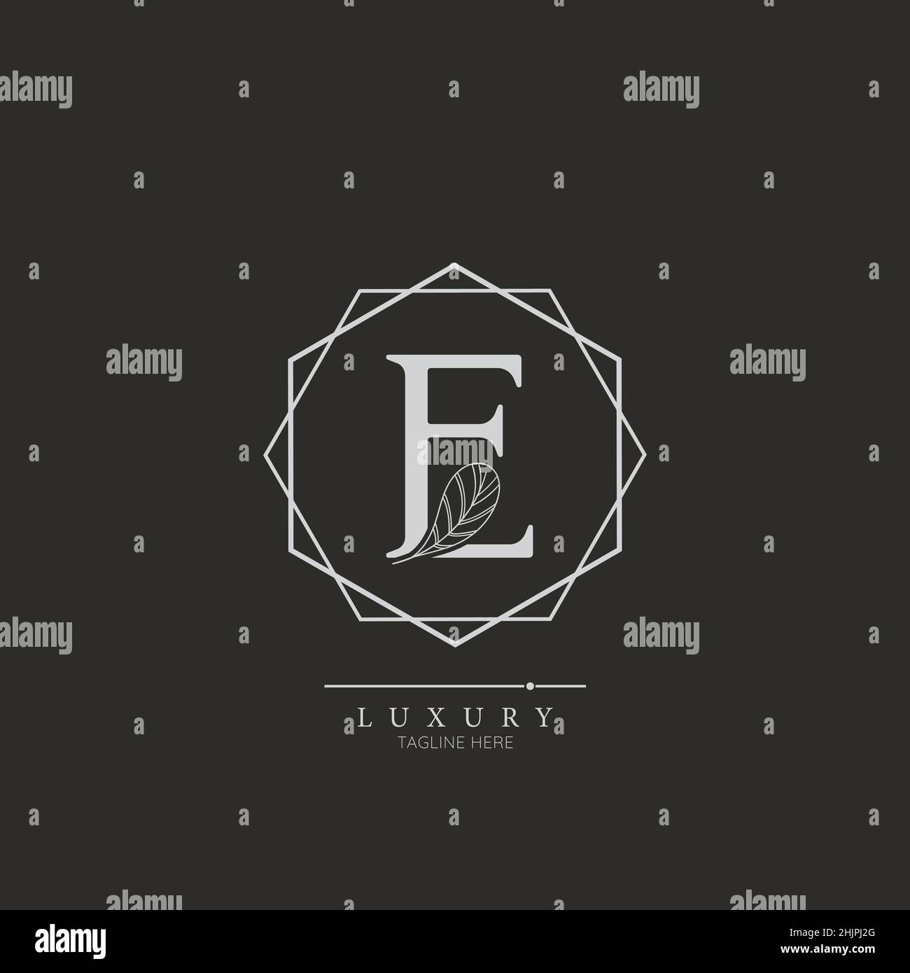 Floral Initial Alphabet E flowers bouquet composition. Elegant