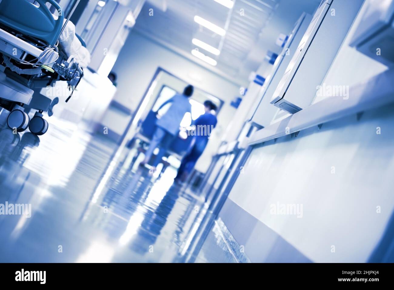 Working people in the hospital hallway. Stock Photo